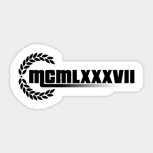 1987 Roman numerals Sticker by hoopoe